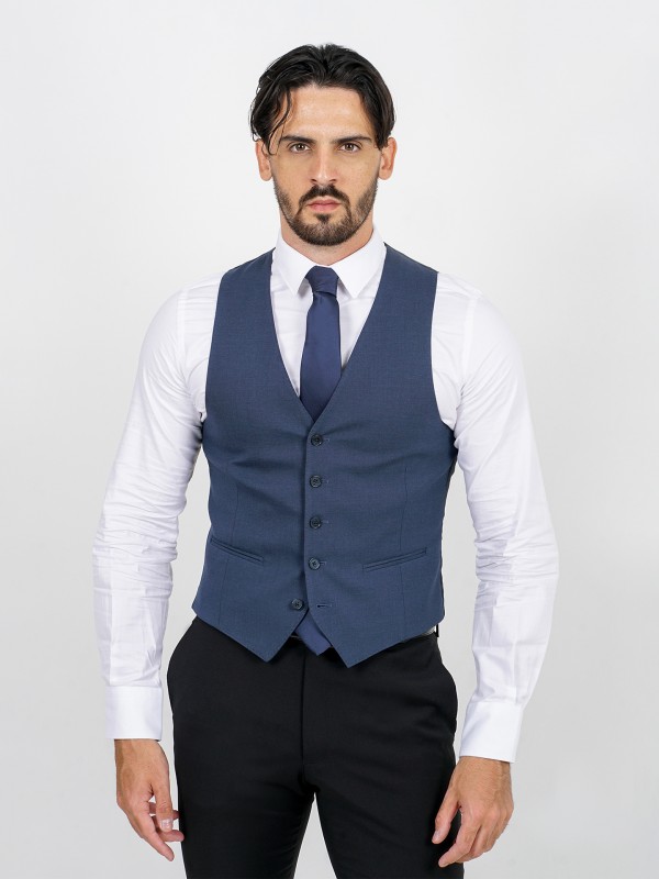 Plain slim fit waistcoat vegan fabric