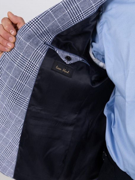 Checked blazer with linen Checked blazer with linen