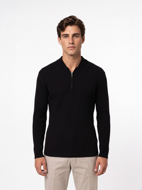 Camisola de malha meio fecho