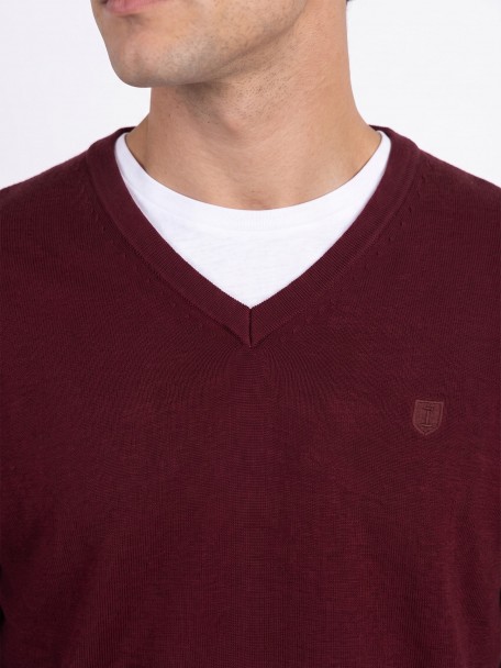 Jersey de punto con cuello en V Jersey de punto con cuello en V