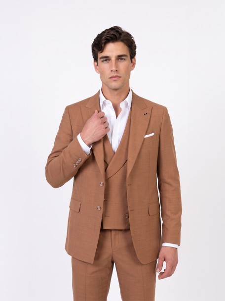 Fato liso slim fit com colete Fato liso slim fit com colete