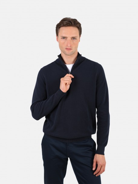 Knit sweater with half-zip 100% cotton Knit sweater with half-zip 100% cotton