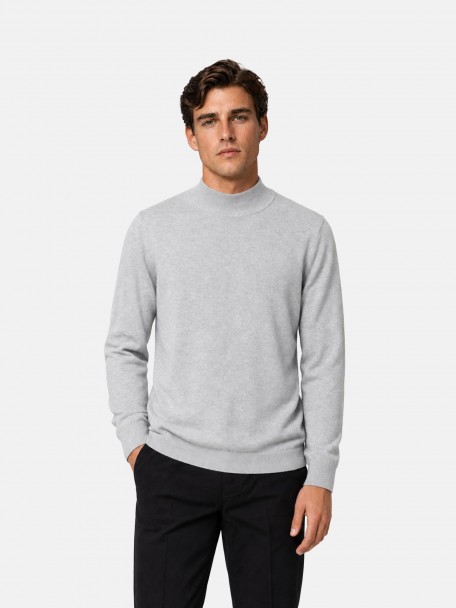 Camisola de meia gola algodão e caxemira Camisola de meia gola algodão e caxemira