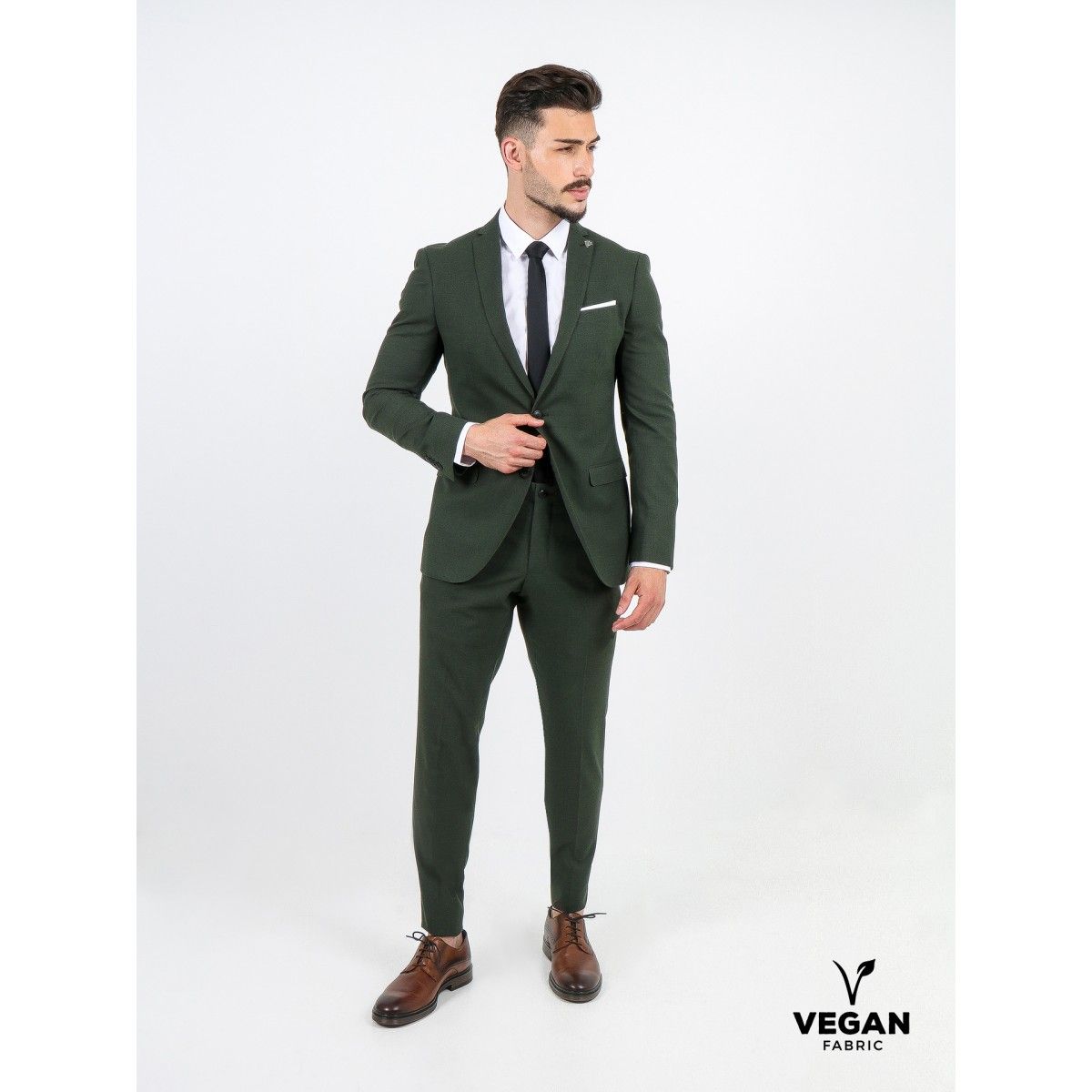 Plain slim fit suit vegan fabric 