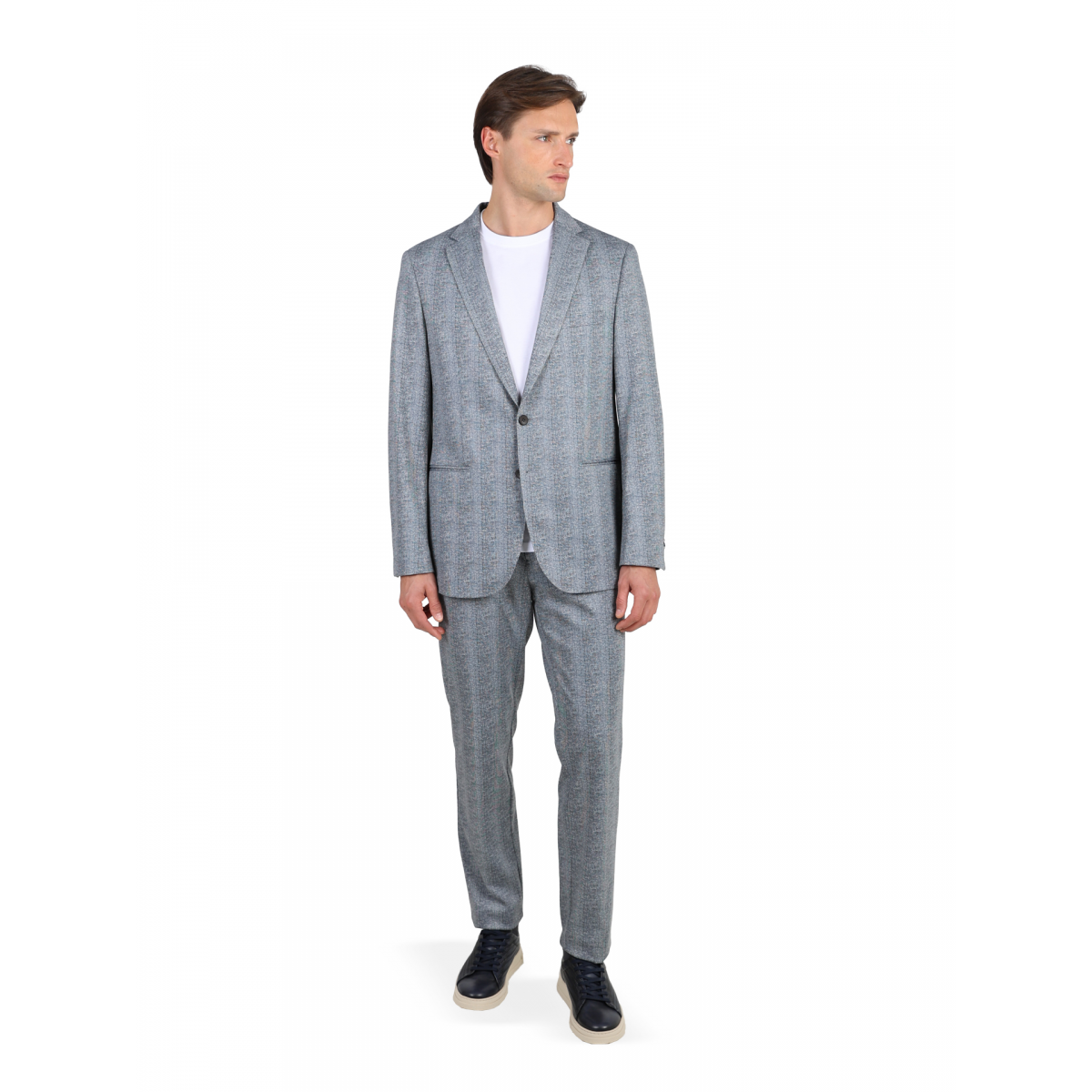 Micro pattern elasticated slim fit suit - FAT0921AZULMARINHO - Suits Inc